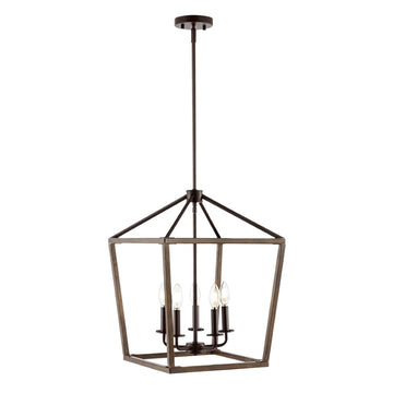 Oria 10" Iron Farmhouse Industrial Lantern LED Pendant - JONATHAN Y